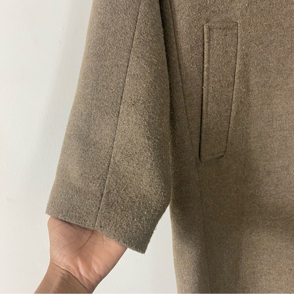 H&M Oversized Single Breasted Coat Wool Blend in Dark Beige Melange - S - Picture 12 of 16